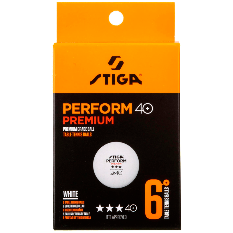 Stiga Perform Premium ***. Förpackning med 6 st. Vit